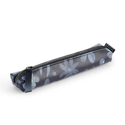 Miquelrius Uchwyt Mini, Etui 1 komora, Rozmiar 185 x 20 x 35 mm, Materiał zewnętrzny i ściągacz PU z nadruku, zamek błyskawiczny, kolekcja Midnight Secrets, Niebieskie kwiaty, niebieski, 185 x 20 x 35