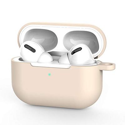 AirPods pro fodral silikonskyddsfodral och hudfodral för AirPods pro [synlig framsida] [trådlös laddning] (öronen har inga karbinhakar, dynfärg)