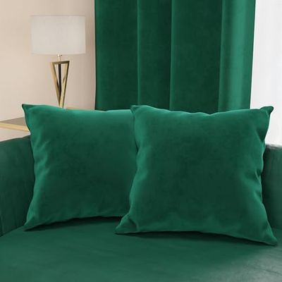 PETTI ARTIGIANI ITALIANI - 2 Cojines de Terciopelo con Relleno para Sofá y Cama, Fundas de Cojín Decorativas con Bolsillo, 70x50 cm, Verde Esmeralda