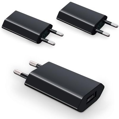 Waytex Lot de 3 Chargeurs USB A 5V - 1A, Prise Chargeur Secteur Universel USB pour iPhone, iPad, Smartphone Android, Smartwatch, Tablette, Écouteurs, Noir