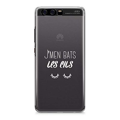 ZOKKO Cover per Huawei P10 J'men Bas Les Cils - Morbida trasparente, inchiostro bianco