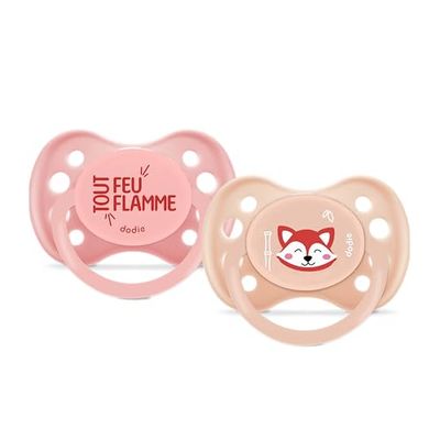 DODIE, Sucettes Anatomiques, Tetine pour bébé, +6 mois, Sans BPA, Résistante, Rose, fille, Panda, Lot de 2