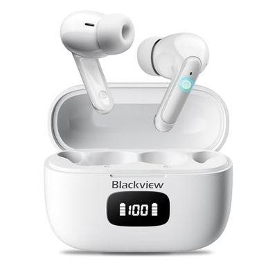 Blackview Auriculares Bluetooth Airbuds 5 Pro IPX7 Impermeable Auriculares Bluetooth 5.0, Control Táctil, 3 Micrófonos Integrados, Híbrido ANC+ENC, HiFi Estéreo 24 Horas Tiempo de reproducción, para