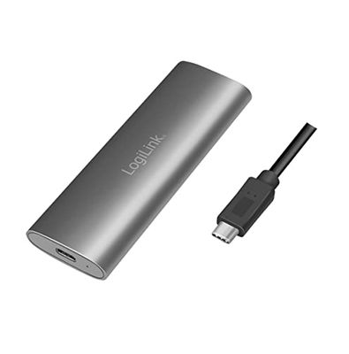 LogiLink USB 3.2 Gen 2x1 Enclosure for M.2 NVMe (PCIe) & SATA (NGFF) SSDs, Suitable for M.2 SSD, PS5 and Xbox - Silver