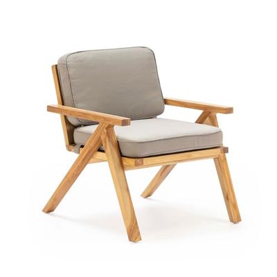 Silla 66X70X83 MADERA TECA NATURAL/TEJIDO GRIS