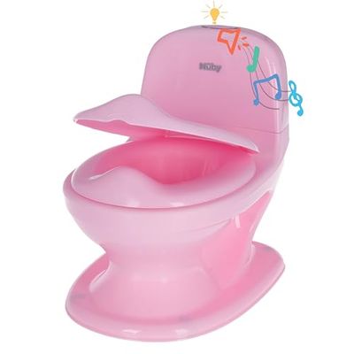 Nuby My Real Potty Training Toilet met Levensechte Spoelknop & Geluid voor Peuters & Kinderen, Roze