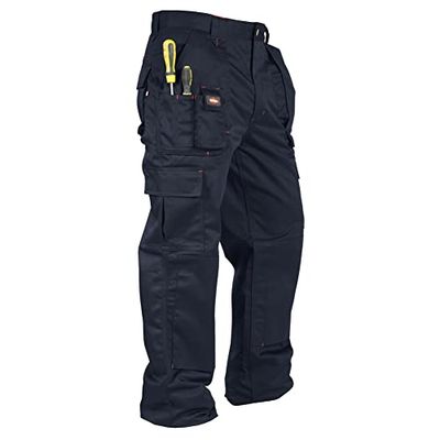 Lee Cooper LCPNT206 Abbigliamento da lavoro Uomo Tasche multiple di facile manutenzione Tasche per ginocchiere di sicurezza Pantaloni cargo da lavoro, Nero, 42W / 33L