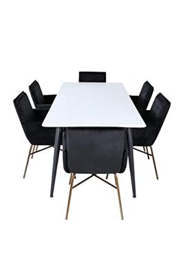 Venture Home GR22298 Jimmy & Pippi Gastronomía Mesa con 6 Sillas, 195 cm Longitud x 90 cm Anchura x 76 cm Altura, Negro/Blanco