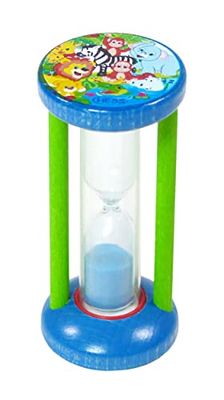 Hess-Spielzeug 14585 - tandpoetsklok van hout voor kinderen, serie jungle, incl. zandloper met gekleurd zand, handgemaakt, voor dagelijks gebruik bij tandenpoetsen