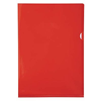Exacompta - Réf. 660575E - Sachet de 10 pochettes coin lisse en PVC semi rigide - Epaisseur 13/100ème - Format à classer A4 avec encoche pour facilité l'ouverture - Coloris rouge