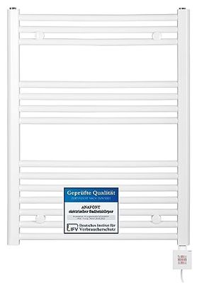 anapont Elektrische badkamerradiator 775h x 600b - recht - wit - timerfunctie - handdoekradiator - badkamerverwarming elektrisch - handdoekverwarming - Made in Germany