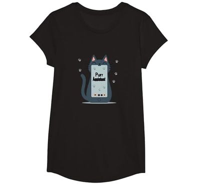 Asistente de ronroneo: Lindo diseño de teléfono Inteligente de Gato para Amantes de Las Camiseta, Niñas, Negro, Grande