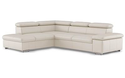 CAVADORE Coin, Cuir Métal Bois d'ingénierie Polyuréthane, Blanc Pur (Dos en Tissu), Ottomane Links