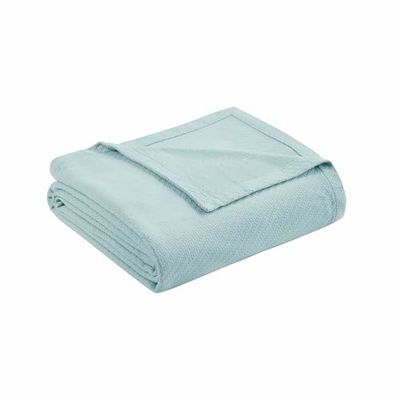 Madison Park Premier Comfort Vloeibare Katoenen Deken, Vol/Queen, Lichtblauw