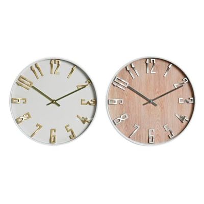 Home ESPRIT Reloj de Pared Blanco Dorado Plateado PVC 30 x 4 x 30 cm (2 Unidades)