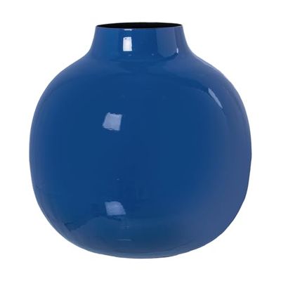 JARRÓN METAL ESMALTADO AZUL_°21X21CM