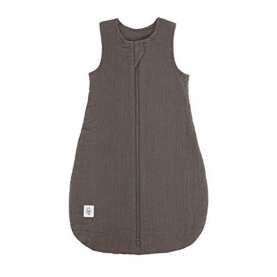 LÄSSIG Casual baby zomer/voorjaar slaapzak zonder mouwen Muslin katoen GOTS unisex 62/68 grijs
