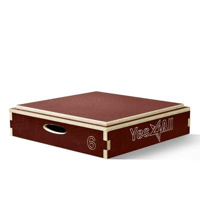 Yes4All Stapelbare houten plyo box, plyometrische doos met anti-slip oppervlak voor thuis gym & outdoor workout - rood - 6 inch