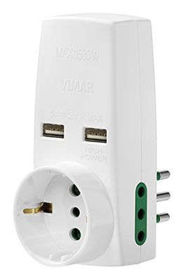 Vimar 0P00332.B Adaptador S11, 2P11, P30, Dos USB, Color Blanco