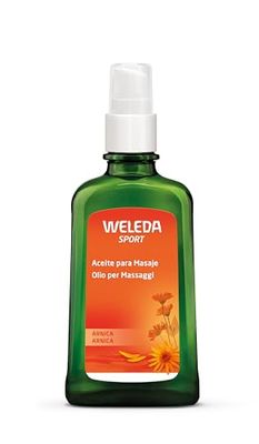 Weleda Olio per Massaggi Arnica, per massaggi decontratturanti per trattamenti di contratture e tensioni muscolari da fatica e stress, ideale per applicazione pre e post attività sportiva (1x100ml)