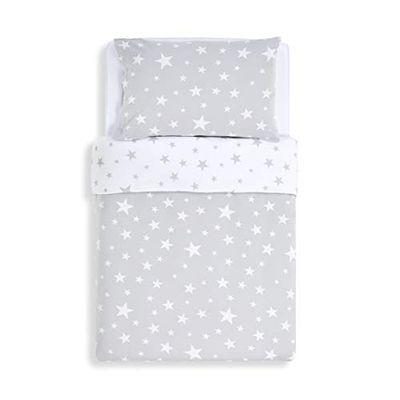 Snuz Designz - Juego de Funda nórdica y Funda de Almohada, diseño de Estrella, Color Gris y Blanco, 630 g