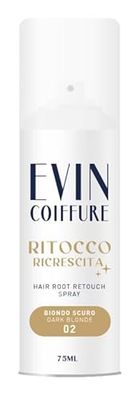 EVIN COIFFURE | Spray Ritocco Ricrescita Capelli 02 Biondo Scuro, 75ml, Spray Correttore per Capelli, Facile Applicazione