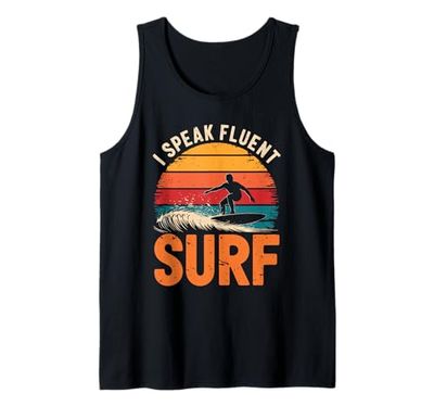 I speak fluent surf Retro Surfing Tavola da surf per gli uomini Canotta