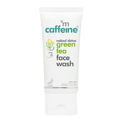 mCaffeine Naked Detox Green Tea Face Wash - Controls Oil, Protects from Sun Damage - Hyaluronic Acid and Caffeine for Hydrated, Toned Skin - 75 ml