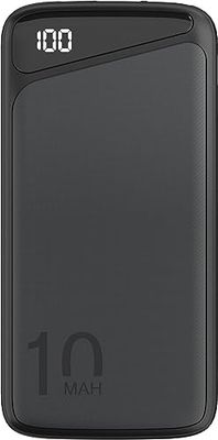 goobay Slimline 53935 Powerbank, 10.000 mAh, externe accu, powerbank voor smartphone en tablet, oplader, powerpack met 2 USB-A-poorten, compatibel met iPhone, iPad en Android, zwart, compact