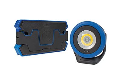 as-Schwabe 42380 Station de charge à induction et projecteur LED sans fil Li-ion 3,7 V 2600 mAh 18650 avec support rabattable à 180° avec aimant intégré IP65 Interrupteur à 4 niveaux de luminosité Noir