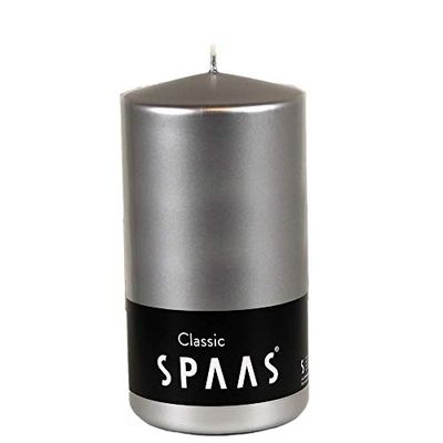 Spaas Unscented Pillar Candle 80/150 mm, ± 64 Hours, Silver