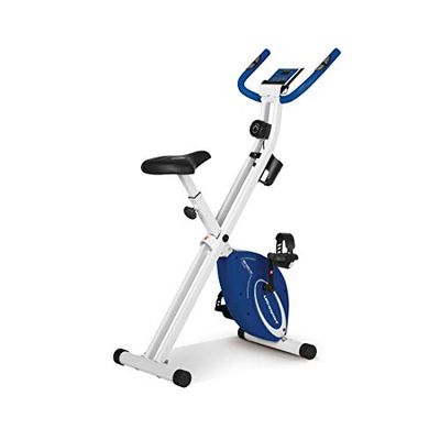 Ultrasport Design Bicicleta estática de Fitness sillin de Gel, portabidones, Pantalla LCD, sensores de Pulso, compacta y Plegable, Carga máxima 110 kg, Adultos Unisex, Azul Marino, F-Bike Diseã±o