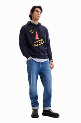 Desigual Men's Sweat_Celestino 5000 Navy Jumper Sweater, Blue, XXL