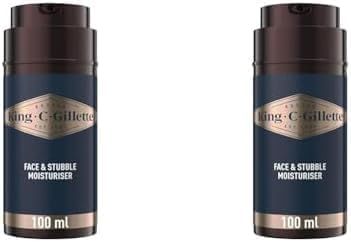 King C. Gillette Face & Beard Moisturiser for Men, 100 ml, with Vitamin B (B3), B5 Complex & Argan Oil, Beard Softener for Men (Pack of 2)