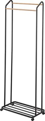 Yamazaki 3517 TOWER Coat Rack with Wheels, black, Steel/Wood, 67 x 35 x 172.5 cm