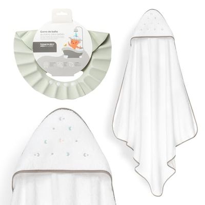 Interbaby - Mantello da bagno per bambini + berretto regolabile | Asciugamano con cappuccio 100% cotone, unisex, morbido, asciugatura rapida, ideale per neonati, neonati e bambini piccoli, motivo