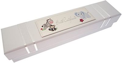 WHITE COTTON CARDS Certificat de Naissance Motif Animaux de la Jungle Porte Fait à la Main