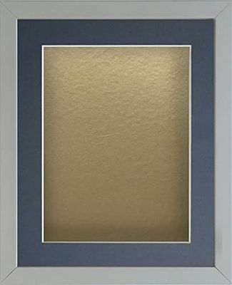 Frame Company Radcliffe Grey 24x18 with Gold BB and Dark Blue Mount for 18x12