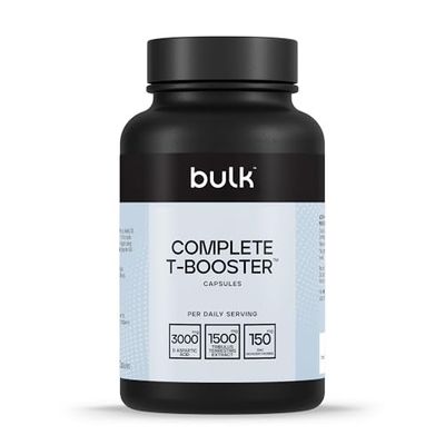 Bulk Complete T-Booster Capsules, Testosterone Supplement, D-Aspartic Acid, Tribulus Terrestris, Zinc, Pack of 180, 30 Servings, Packaging May Vary