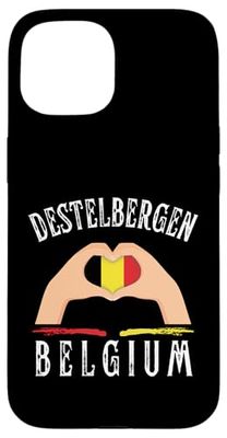 Belgium Flag Heart Destelbergen City Custodia per iPhone 15
