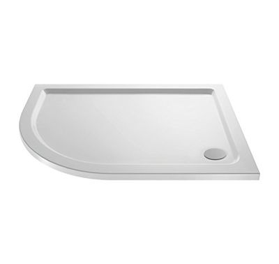 VeeBath Offset Quadrant Shower Tray 1200x800mm, Stone Resin Tray for Shower Enclosure, Glass Door Bathroom- Left Hand, White