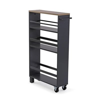 Versa Carros de Cocina Grey de Estilo Versátil, Medidas(Al x L x An) 79 x 15 x 50 cm, Madera MDF, Color Gris