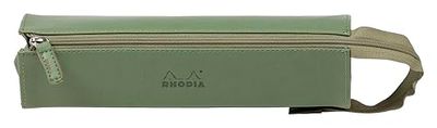 Clairefontaine ES RHODIA 319031C – Estuche de plumier Rhodiarama Salvia – 23 x 5 x 5 cm – Apertura plana para uso como plumero – piel sintética – Almacenamiento de bolígrafos, lápices y rotuladores