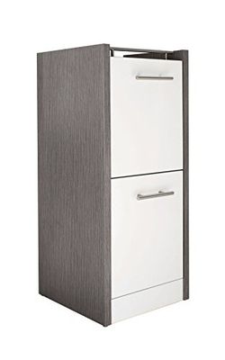 Schildmeyer Trent 133072 Onderkast, 38 x 35 x 84 cm, wit glanzend/asgrijze decoratie