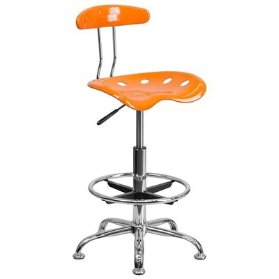 Flash Furniture Levendige Oranje en Chrome Opstellen Kruk met Tractor Seat