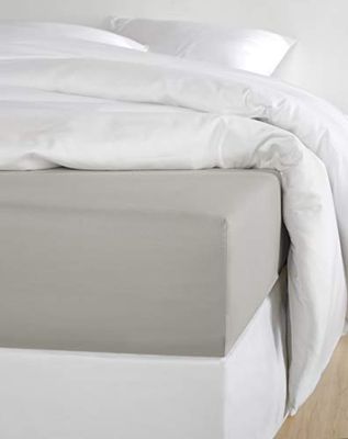 De Witte Lietaer Olivia Quality Satin Fitted Sheet, Pre-Woven Cotton, Light Grey/Dove, 90 x 200 cm, H30 cm
