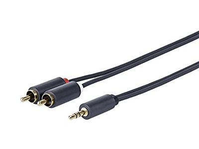 VIVOLINK - 3,5 mm - 2 x RCA-audio mannelijk naar mannelijk kabel met 100% aluminiumfolie afscherming - 99,9% koperen geleider - Perfect voor auto, huis, luidsprekers, telefoon, iPad, iPhone - 15 m