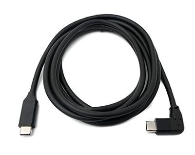 System-S USB 3.1 kabel 2 m type C stekker naar stekker hoek adapter in zwart