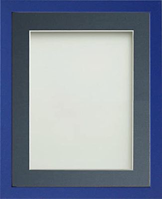 Frame Company Jellybean Range Royal Blue Wooden 14x11 inch Picture Photo Frame with Blue Mount for Image 12x8 inch * Choice of Colours & Sizes* Fitted with Perspex