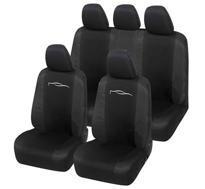 Auto Accessori Lupex Housse de siège Auto Universelle modèle Racing, Housse de Protection pour sièges Avant et arrière, en Polycoton (Noir - Noir)